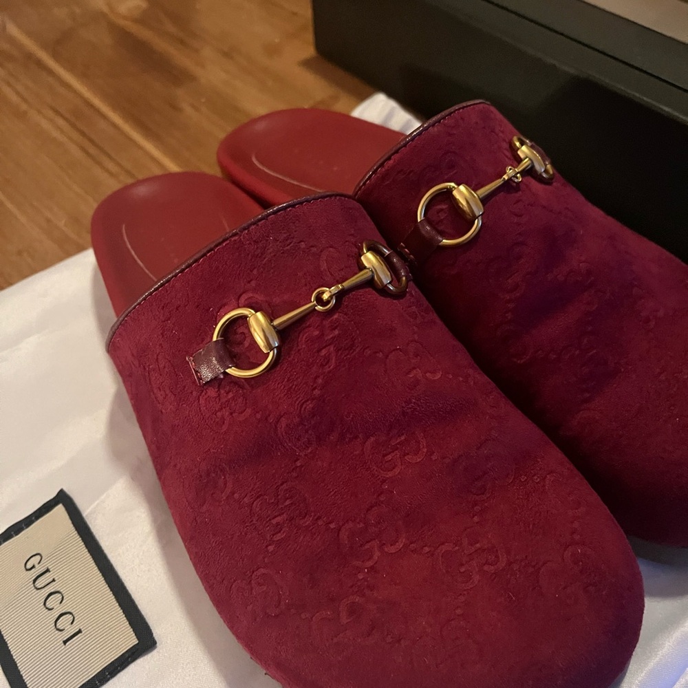 Gucci Women's Red Suede Mules